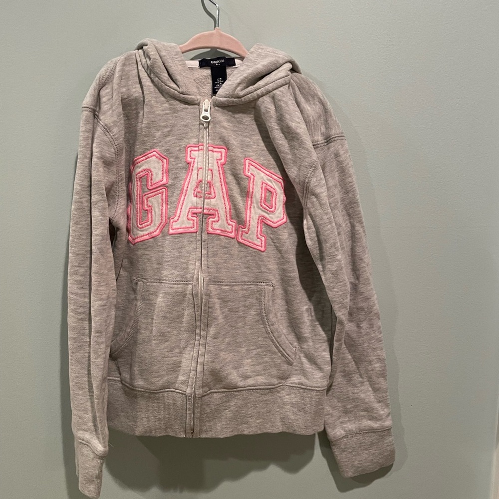 GAP Kids Gray and Pink Hoodie Sweatshirt